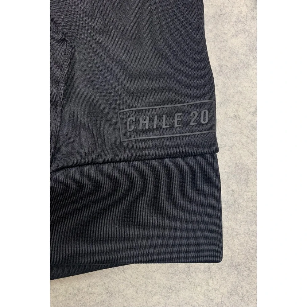 Adidas Chile 20 Hoodie Mens Large Black Tonal Stripes Pullover Track Top‎ Shiny